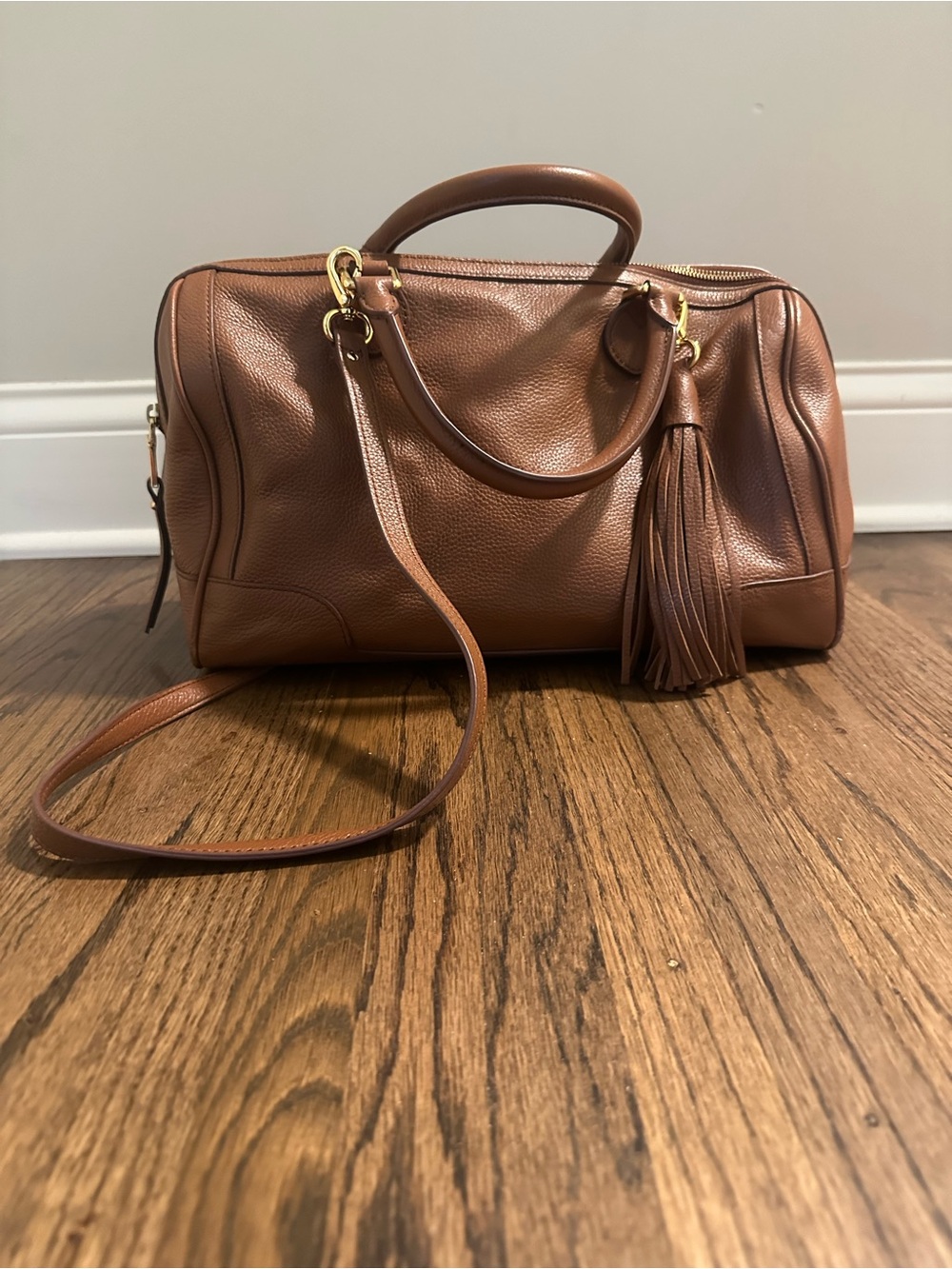 Banana Republic Evan Satchel Cognac Brown Leather Crossbody Bag